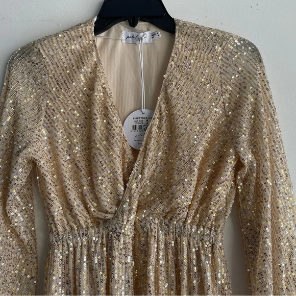 New! Petal & Pup Gold Sequin Mini Dress with Belt 33124 - Picture 9 of 16